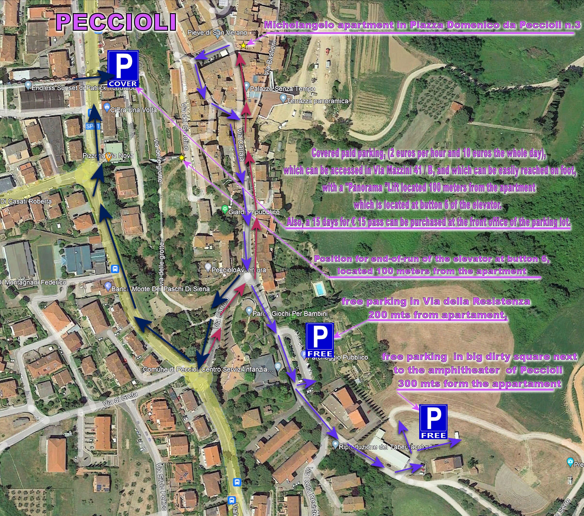 Map of parking Casa Michelangelo