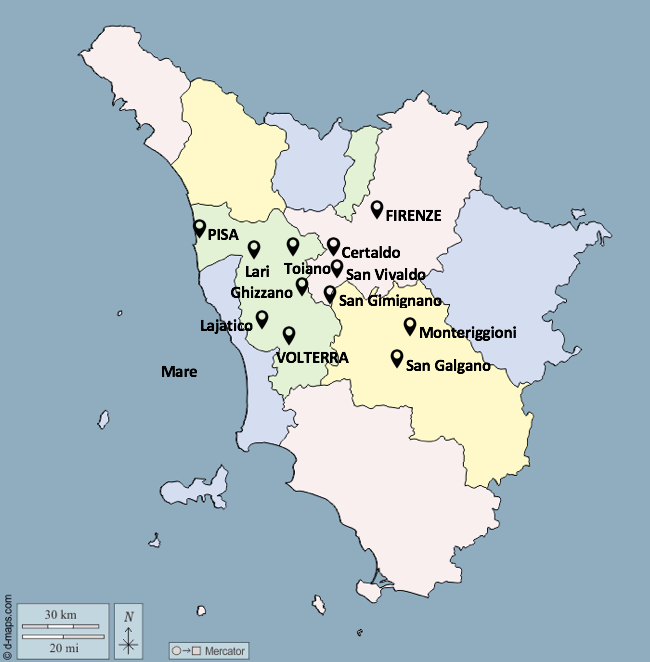 Mappa della Toscana